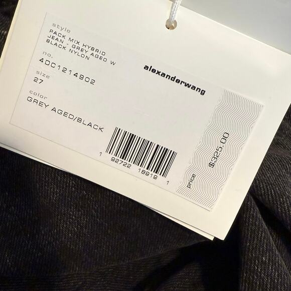 Alexander Wang HYBRID pack BARREL cargo jeans BLACK denim x nylon women’s 27 NEW - Picture 10 of 13